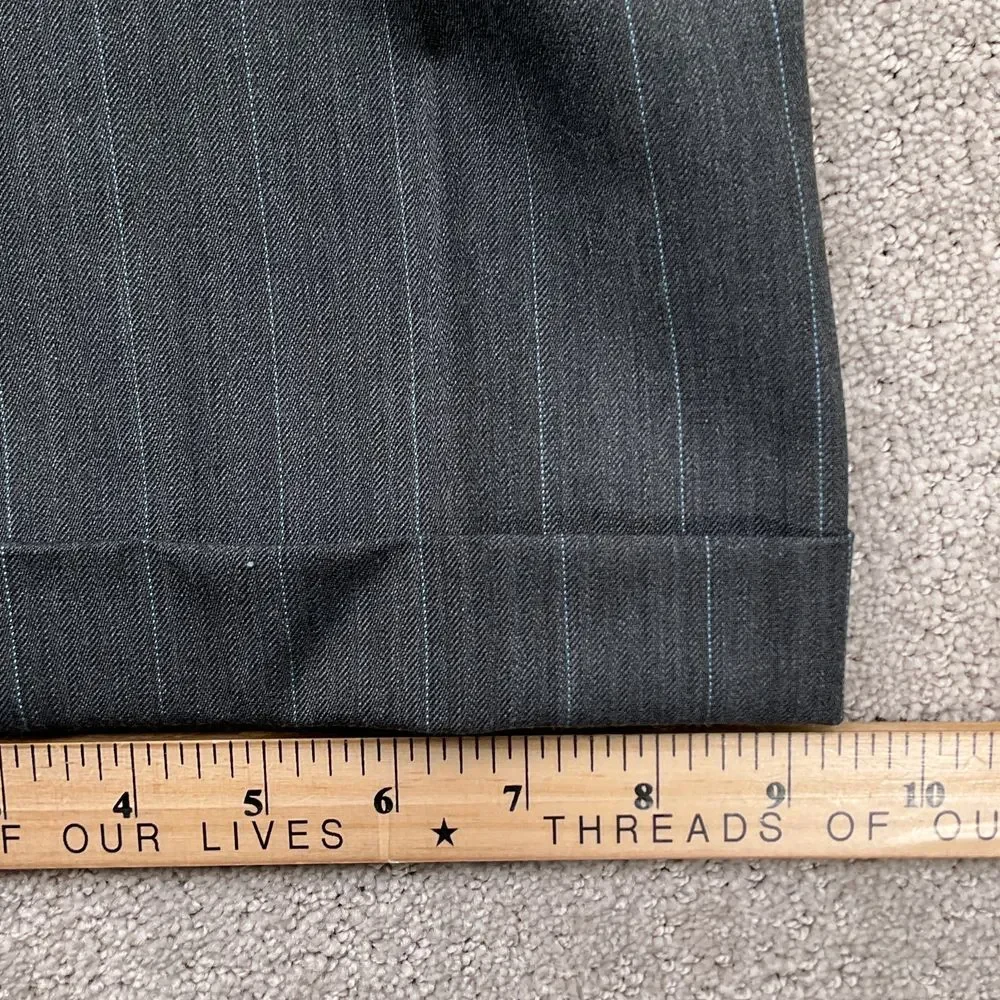 Stafford Suit Men‎ 40R Gray Blue Pinstripe Pleated Classic Business Wool 2pc